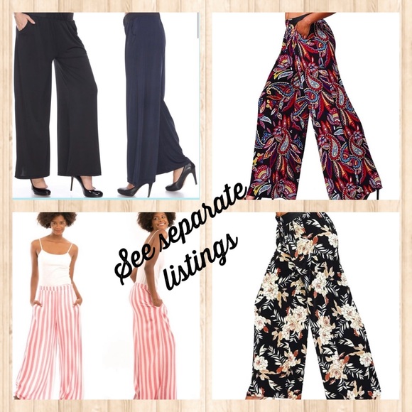 💼   Striped Wide Leg Pants ~ 16 styles / prints - Picture 9 of 9